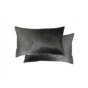 Natural Home Decor Torino Kobe Cowhide Pillow | 2-Piece | Grey & white | 12"x20"